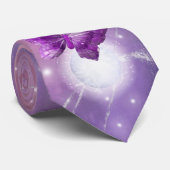 Paarse Butterfly Fantasy Moon Design Stropdas (Opgerold)