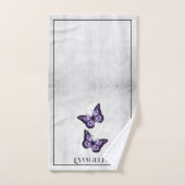 Paarse Butterfly Floral Bath Towel Set Bad Handdoek (Handdoek)