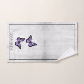 Paarse Butterfly Floral Bath Towel Set Bad Handdoek (Handdoek)