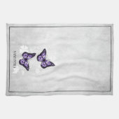 Paarse Butterfly Floral Kitchen Towel Theedoek (Horizontaal)