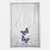 Paarse Butterfly Floral Kitchen Towel Theedoek (Verticaal)