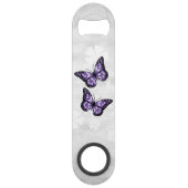 Paarse Butterfly Floral Personalized Bar Key Speed Flessenopener (Achterkant)