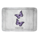 Paarse Butterfly Floral Personalized Bath Mat (Voorkant)