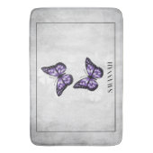 Paarse Butterfly Floral Personalized Bath Mat (Voorkant Verticaal)