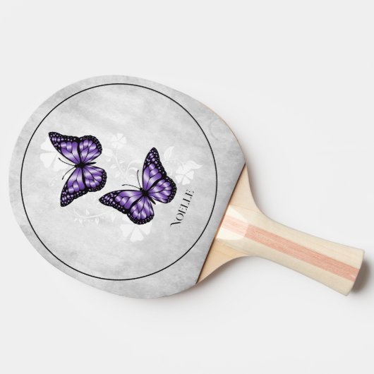 Paarse Butterfly Floral Ping Pong Paddle Tafeltennisbatje (Zijkant)
