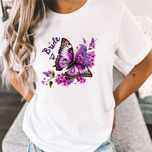 Paarse Butterfly Gedekte Vrijgezellenfeest Matchin T-shirt