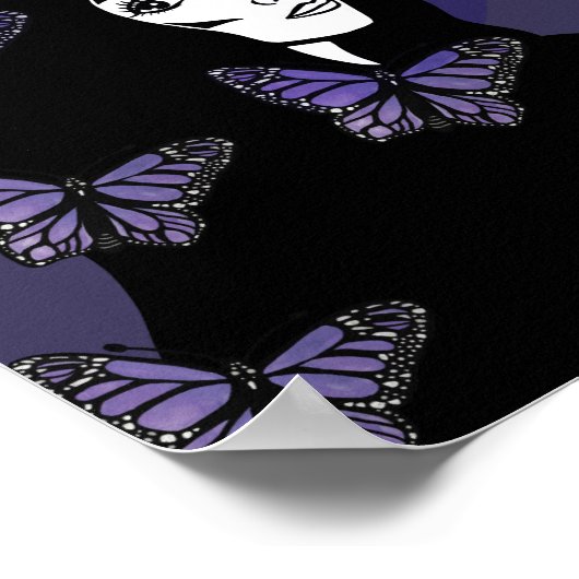 Paarse Butterfly Goddess Poster (Hoek)