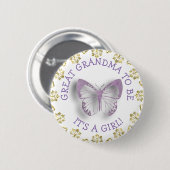 Paarse Butterfly Grandma om baby shower te zijn Ronde Button 5,7 Cm (Voorkant /achterkant)
