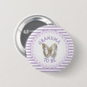 Paarse Butterfly Grandma om baby shower te zijn Ronde Button 5,7 Cm (Voorkant /achterkant)