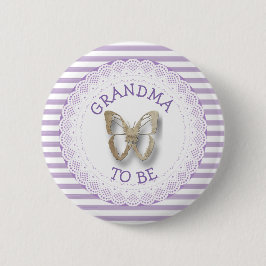 Paarse Butterfly Grandma om baby shower te zijn Ronde Button 5,7 Cm