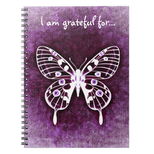 Paarse Butterfly Gratitude Journal Notitieboek (Voorkant)