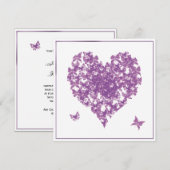 Paarse Butterfly Heart Weddenschap Kaart (Voorkant / Achterkant)