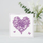 Paarse Butterfly Heart Weddenschap Kaart (Staand voorkant)