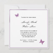 Paarse Butterfly Heart Weddenschap Kaart (Achterkant)