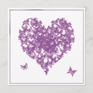 Paarse Butterfly Heart Weddenschap Kaart