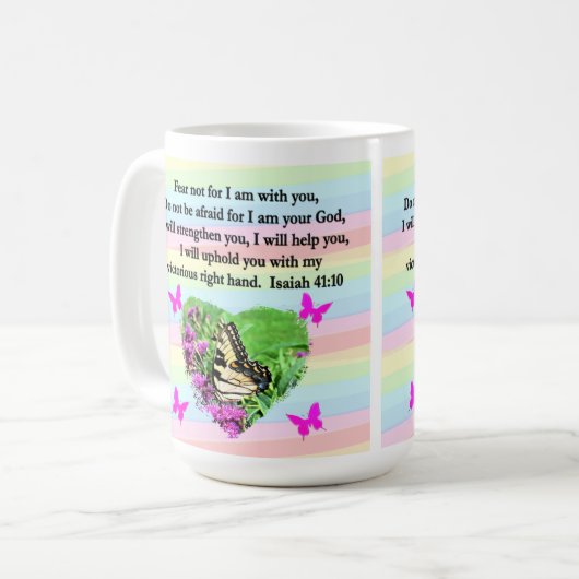 PAARSE BUTTERFLY ISAIAH 41:10 BIBLIOTHEEK KOFFIEMOK (Voorkant links)