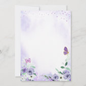 Paarse Butterfly Kisses and Baby Wishes Invitation Kaart (Achterkant)