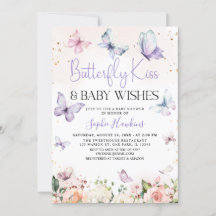 Paarse Butterfly Kisses Baby Girl Baby shower