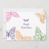 Paarse Butterfly Kisses Bridal Shower Kaart (Achterkant)