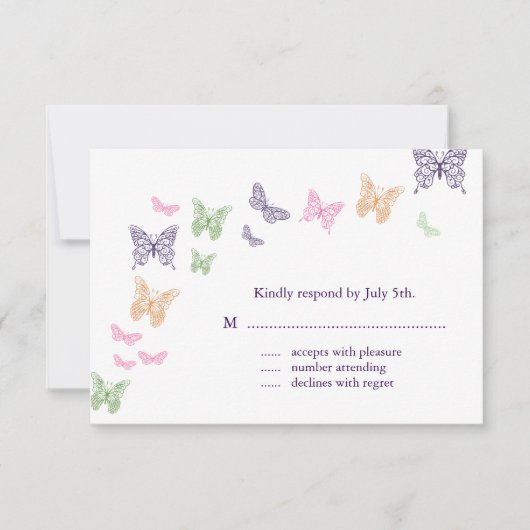 Paarse Butterfly Kisses RSVP (Voorkant)