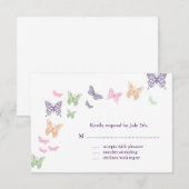 Paarse Butterfly Kisses RSVP (Voorkant / Achterkant)