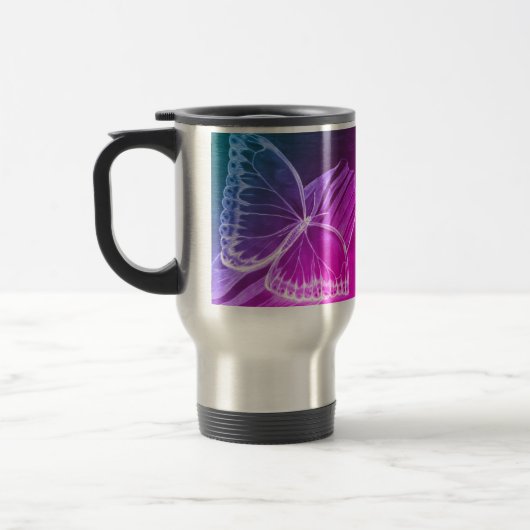 Paarse butterfly-koffie reisbeker (Links)