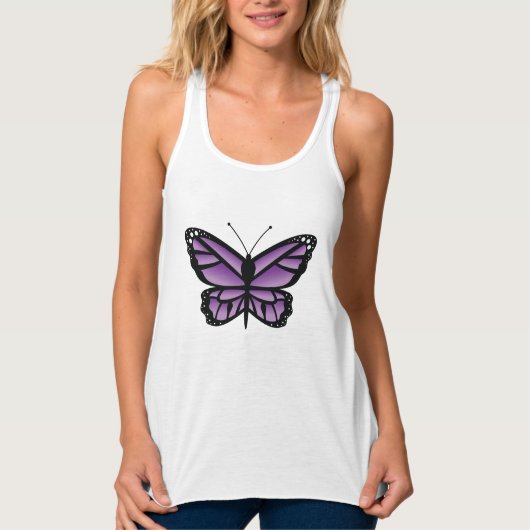 Paarse Butterfly Lovely Cartoon Illustration Tanktop (Voorkant)