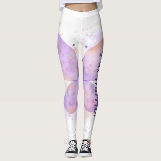 Paarse Butterfly Lupus Warrior Leggings (Voorkant)