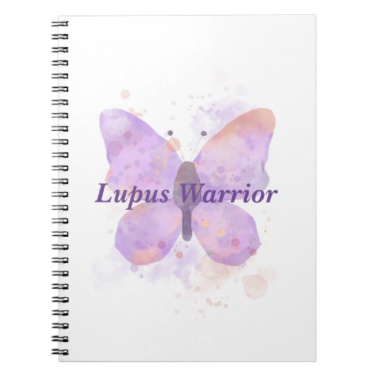 Paarse Butterfly Lupus Warrior Notitieboek (Voorkant)