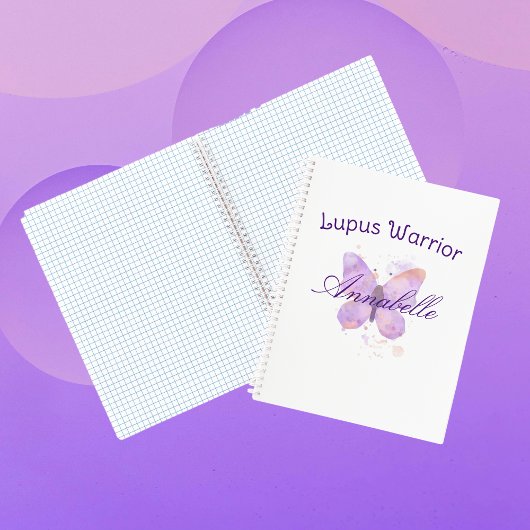 Paarse Butterfly Lupus Warrior Notitieboek