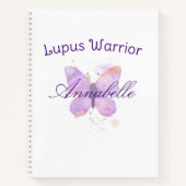 Paarse Butterfly Lupus Warrior Notitieboek (Voorkant)