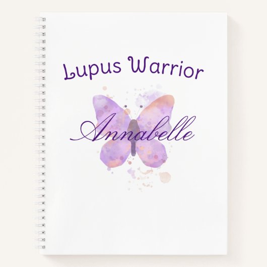 Paarse Butterfly Lupus Warrior Notitieboek (Voorkant)
