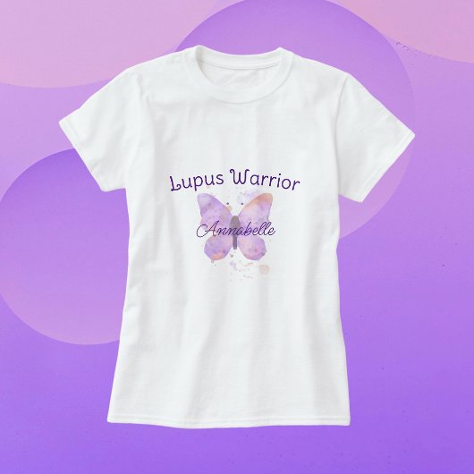 Paarse Butterfly Lupus Warrior T-shirt