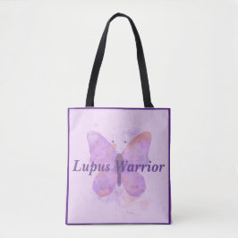 Paarse Butterfly Lupus Warrior Tote Bag