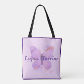 Paarse Butterfly Lupus Warrior Tote Bag (Achterkant)