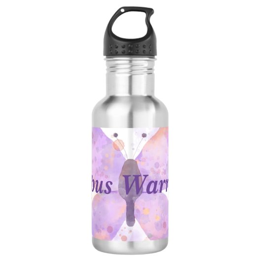 Paarse Butterfly Lupus Warrior Waterfles (Voorkant)