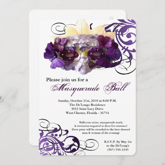 Paarse Butterfly Masquerade Masker Costume Hallowe Kaart (Voorkant / Achterkant)