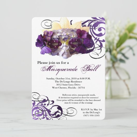 Paarse Butterfly Masquerade Masker Costume Hallowe Kaart (Staand voorkant)