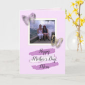 Paarse Butterfly moeder dochter Moederdag foto Kaart (Gele Bloem)