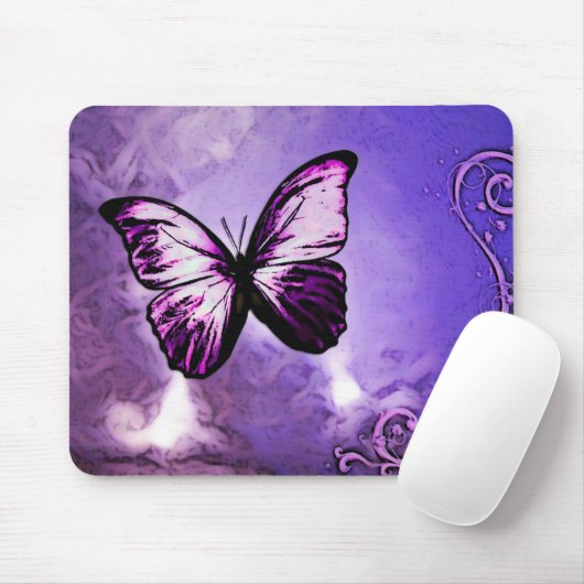 Paarse Butterfly Mousepad Muismat (Met muis)