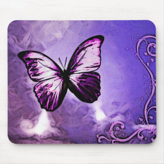 Paarse Butterfly Mousepad Muismat (Voorkant)