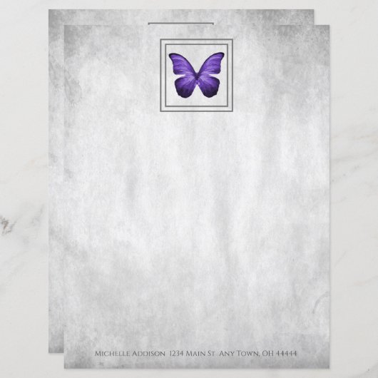 Paarse Butterfly - Papierblad (Voorkant / Achterkant)