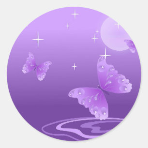 Paarse Butterfly Peace Love Grace Destiny Ronde Sticker