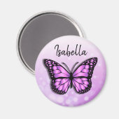 Paarse Butterfly Persoonlijke naam Magneet (Voorkant / Achterkant)