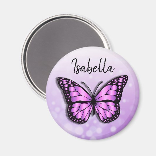  Paarse Butterfly Persoonlijke naam Magneet (Voorkant / Achterkant)