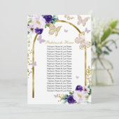 Paarse Butterfly Quinceanera Padrinos de Honor Kaart (Staand voorkant)