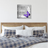 Paarse Butterfly Rustic Canvas Afdrukken (Insitu (Slaapkamer))