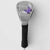 Paarse Butterfly Rustic Golf Head Hoesje Golfheadcover (Voorkant)