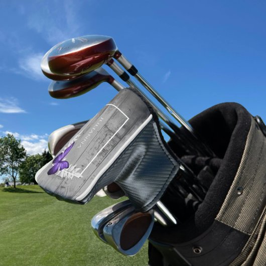 Paarse Butterfly Rustic Golf Head Hoesje Golfheadcover