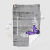 Paarse Butterfly Rustic Golf Towel Golfhanddoek (Insitu)